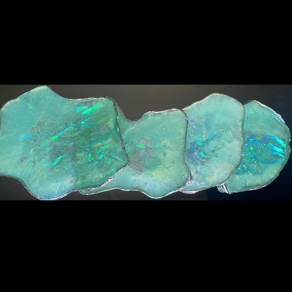 Sparkley Mint Resin Coasters. - Picture 3 of 3